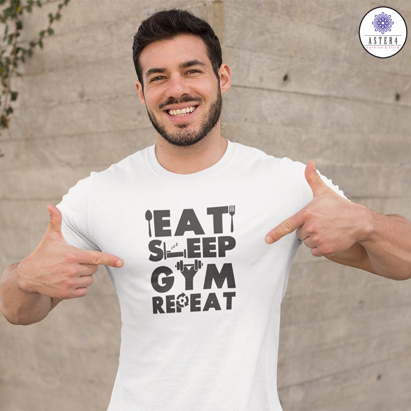 Eat Sleep Gym Repeat Half Sleeves T-Shirts