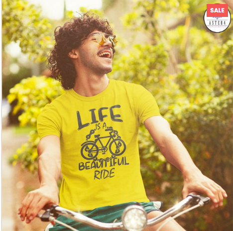 Life Is Beautiful Ride Cycling Half Sleeves T-shirt  For Men & Women