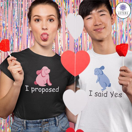 I Proposed He Said Yes Couple Half Sleeve T-Shirt