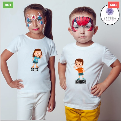 Naughty Sister & Brother Roll Half Sleeve T-Shirt For Siblings