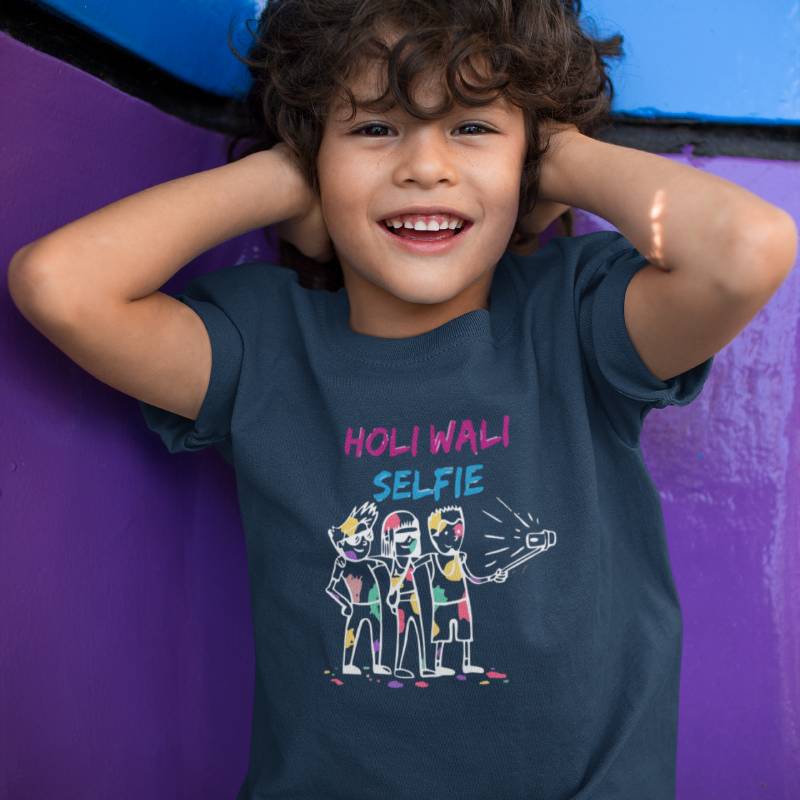 Holi Wali Selfie Kid's Half Sleeve T-shirt