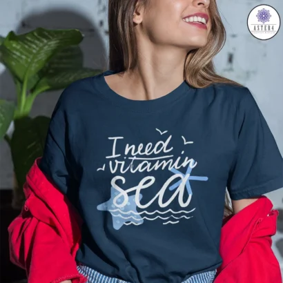 I-need-Vitamin-Sea-Vacation-Quotes-Printed-Tshirt-Navyblue-Aster4dotcom