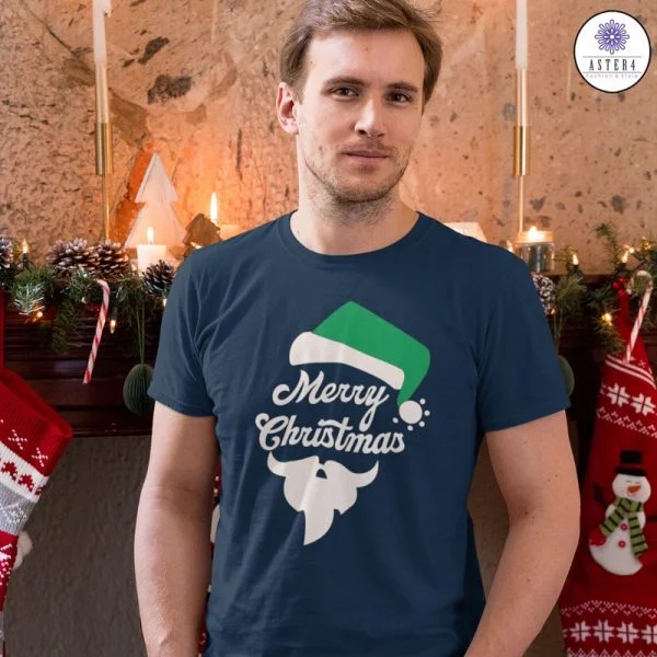 Merry-Christmas-Unisex-Quotes-Printed-Tshirt-Navyblue-Aster4dotcom