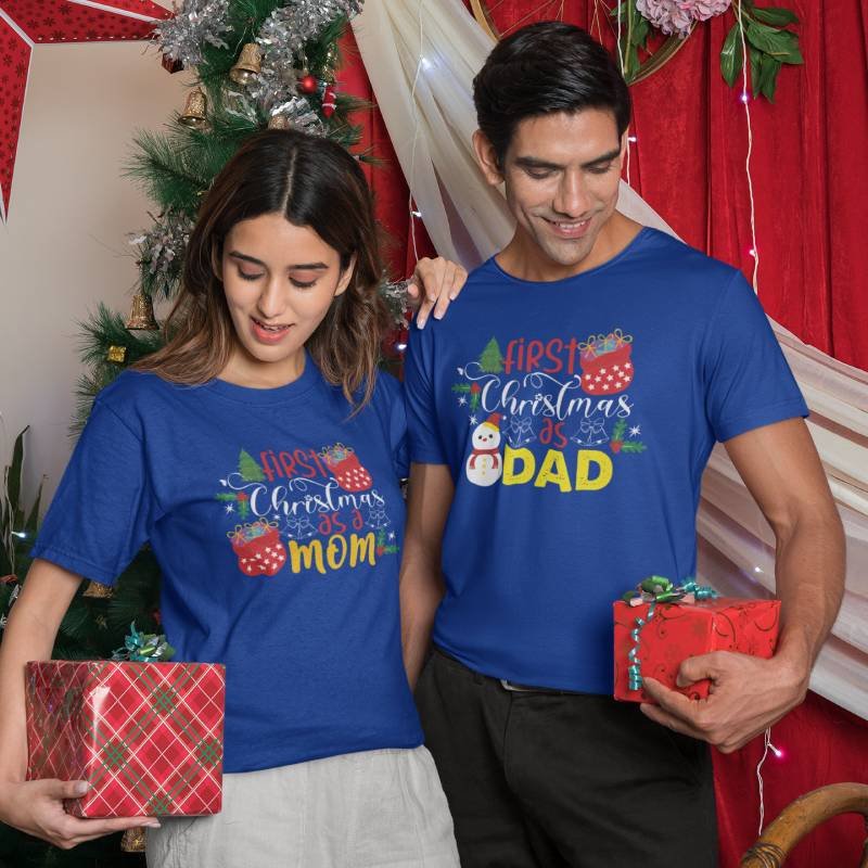 First Christmas as a Mom / Dad Christmas Quotes Printed Tshirt