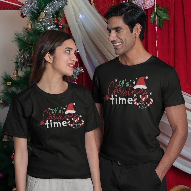 It's-Christmas-Time-Unisex-Quotes-Printed-Tshirt-Black-Aster4dotcom