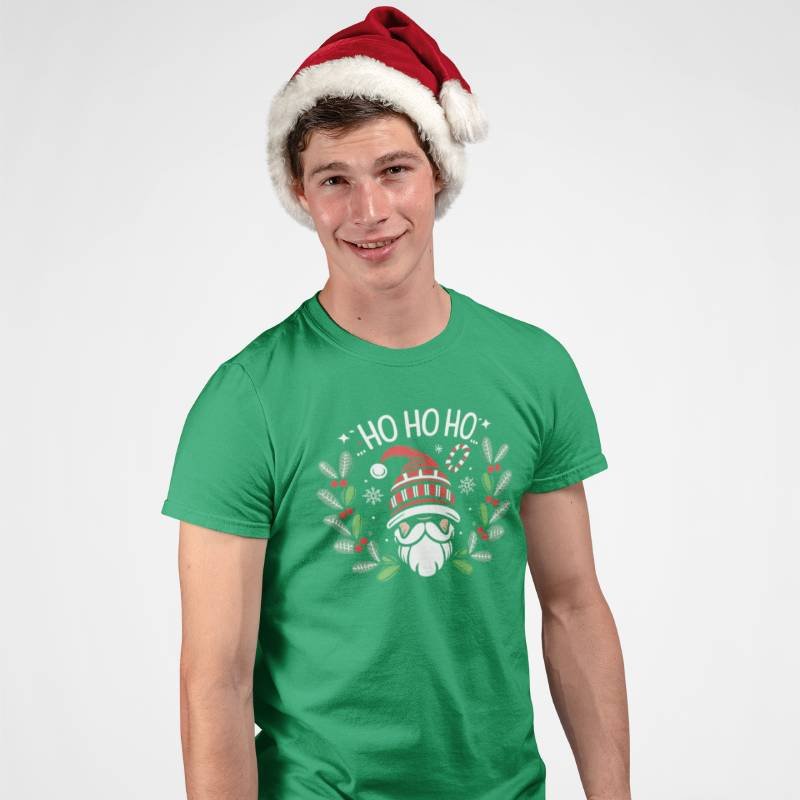 Oh-Ho-Ho-Merry-Christmas-Unisex-Quotes-Printed-Tshirt-Green-Aster4dotcom