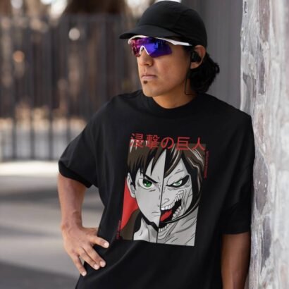 Attack on Titan Anime Graphic Oversized T-Shirt-black