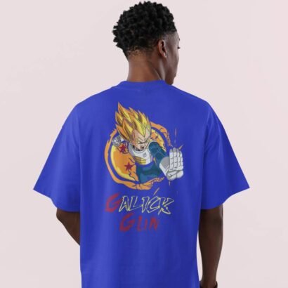 Galik Gun – Oversized Anime Graphic Tee-Royal Blue
