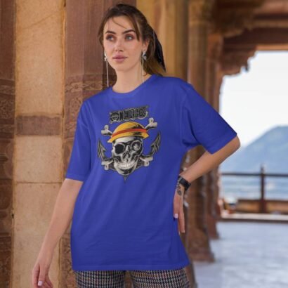 One Piece Anime Graphic Oversized T-Shirt-blue