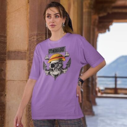 One Piece Anime Graphic Oversized T-Shirt-lavender