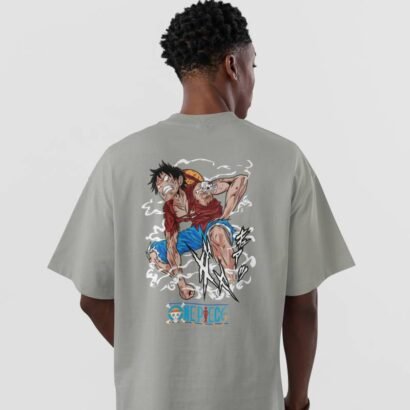 One Piece Anime Graphic T-Shirt-Grey