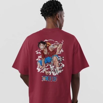 One Piece Anime Graphic T-Shirt-maroon