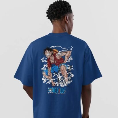 One Piece Anime Graphic T-Shirt-navy blue