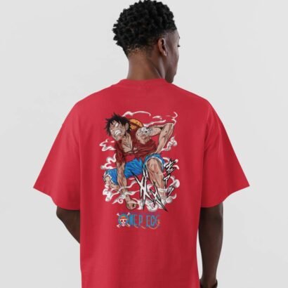 One Piece Anime Graphic T-Shirt-red