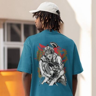 Record of Ragnarok Anime Graphic Oversized T-Shirt-Cyan