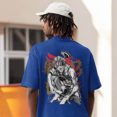 Record of Ragnarok Anime Graphic Oversized T-Shirt-navy blue