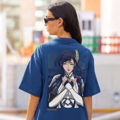 Record of Ragnarok – Brunhilde Anime Graphic Oversized T-Shirt-Navy Blue