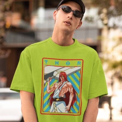 Record of Ragnarok Tee – Thunder God Thor-Parrot Green