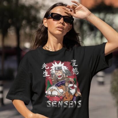 Senseis Anime Graphic Oversized T-Shirt -black