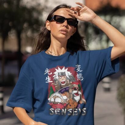Senseis Anime Graphic Oversized T-Shirt -blue (1)