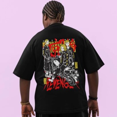 Tokyo Revengers Oversized Anime Graphic T-Shirt-Black