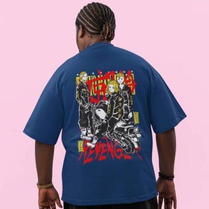 Tokyo Revengers Oversized Anime Graphic T-Shirt-Navy blue