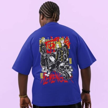Tokyo Revengers Oversized Anime Graphic T-Shirt-Royal blue