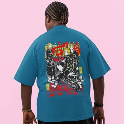 Tokyo Revengers Oversized Anime Graphic T-Shirt-cyan