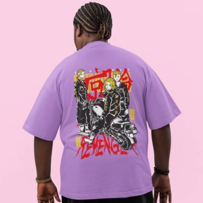 Tokyo Revengers Oversized Anime Graphic T-Shirt-lavender