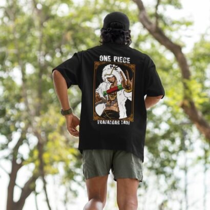 Trafalgar D. Water Law Anime Graphic Oversized T-Shirt – One Piece Unisex Streetwear-black