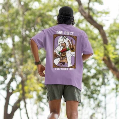 Trafalgar D. Water Law Anime Graphic Oversized T-Shirt – One Piece Unisex Streetwear-lavender