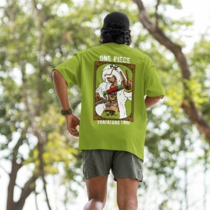 Trafalgar D. Water Law Anime Graphic Oversized T-Shirt – One Piece Unisex Streetwear-parrot green