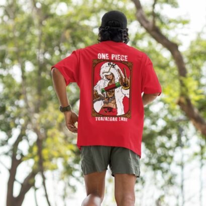 Trafalgar D. Water Law Anime Graphic Oversized T-Shirt – One Piece Unisex Streetwear-red