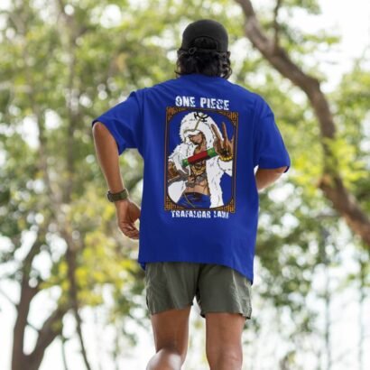 Trafalgar D. Water Law Anime Graphic Oversized T-Shirt – One Piece Unisex Streetwear-royal blue