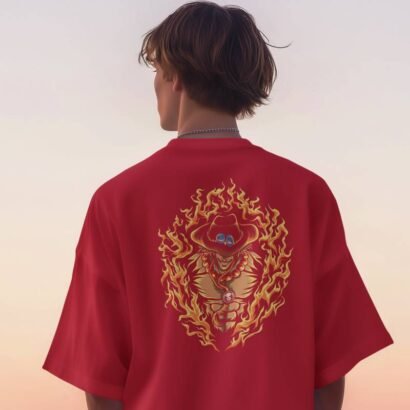 Unisex One Piece Anime Graphic Oversized T-Shirt-red